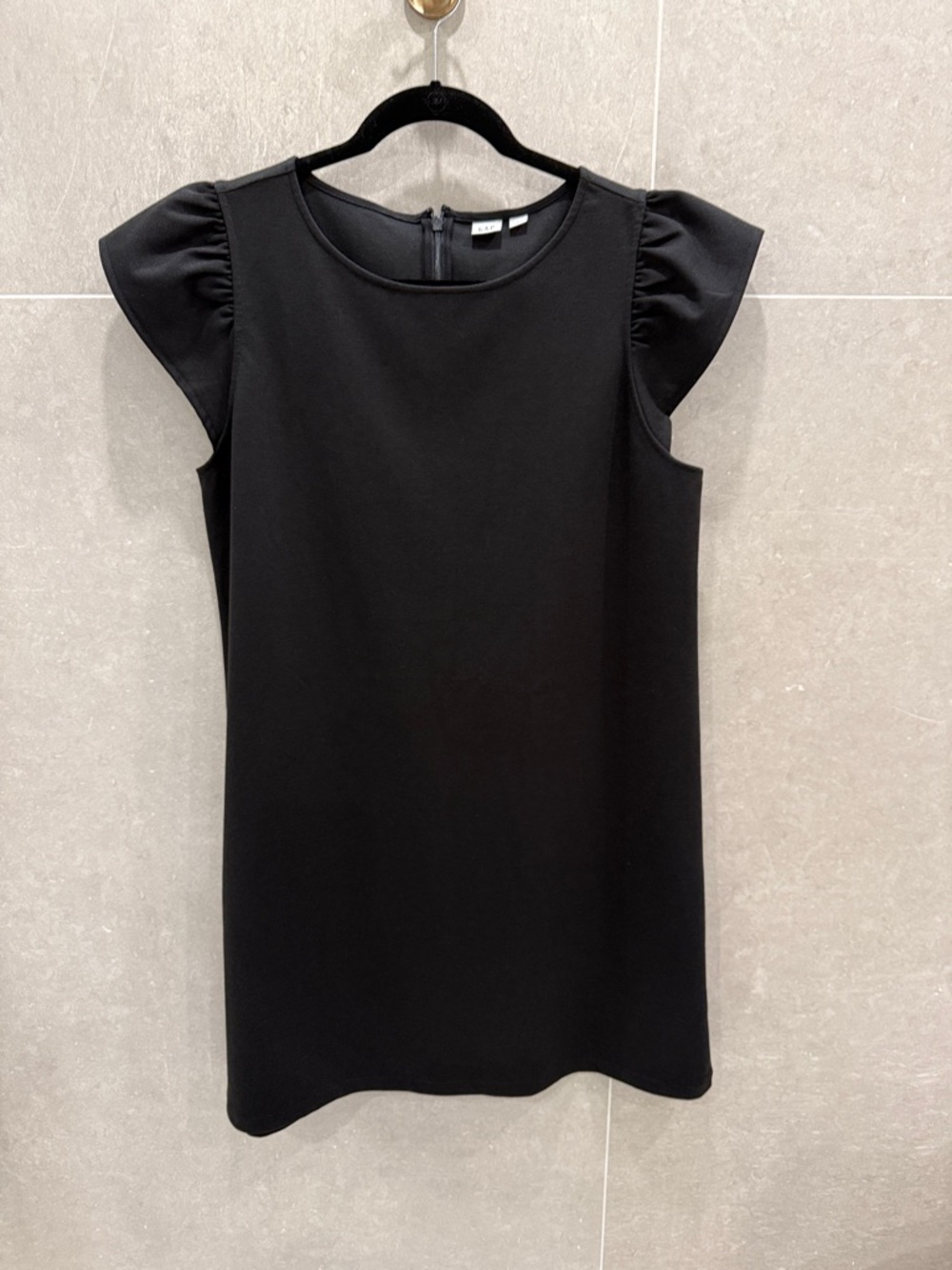 GAP Black Crew Neck Shift Dress with Subtle Sleeve Detail